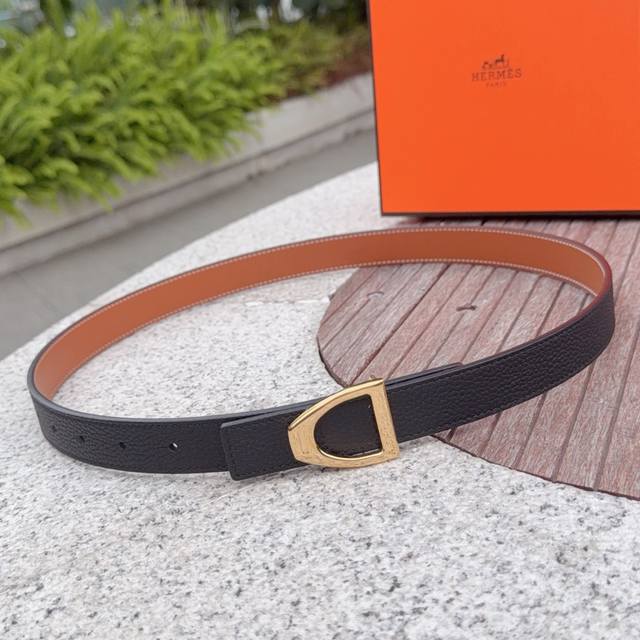2.5cm Hermes belt, double-sided top-grain cowhide, length: 75.80.85.90.95.105. E