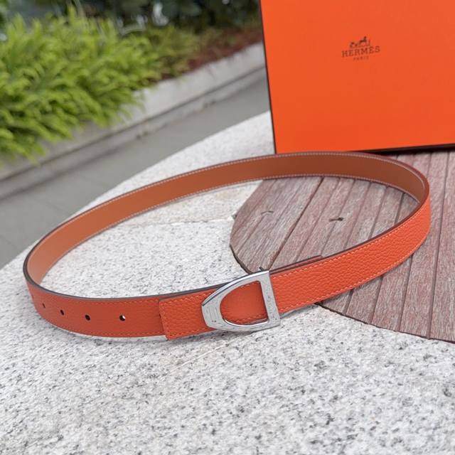 2.5cm Hermes belt, double-sided top-grain cowhide, length: 75.80.85.90.95.105. E