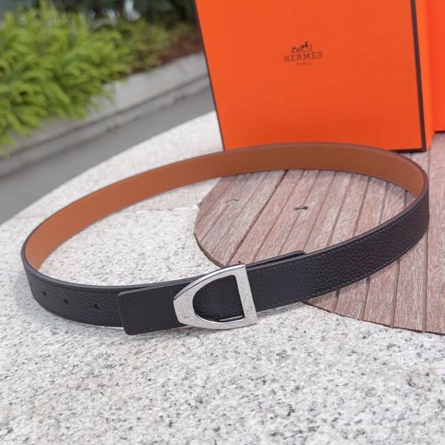 2.5cm Hermes belt, double-sided top-grain cowhide, length: 75.80.85.90.95.105. E