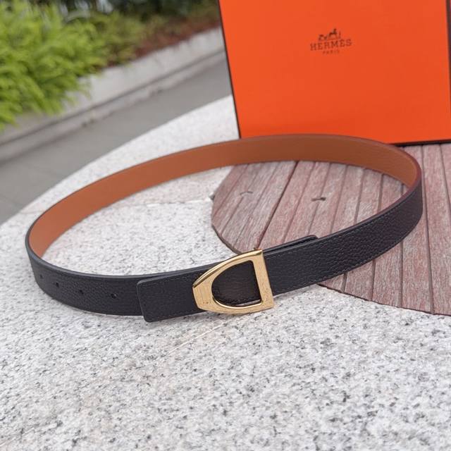 2.5cm Hermes belt, double-sided top-grain cowhide, length: 75.80.85.90.95.105. E