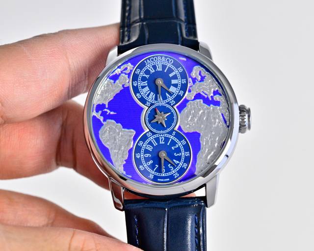 Price: Jacob & Co. Dual Time Zone Swiss Quartz Watch with Gold Foil Embossed Glo