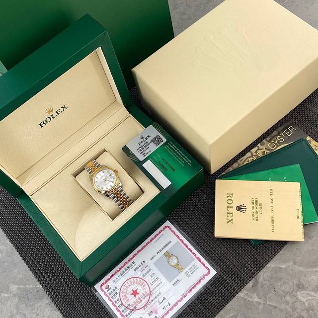 劳力士31Mmrolex 厚金工艺制作：金色部分采用18K加厚镀金打造侧面不露白 女款金色气质腕表！银色表盘，镶嵌10颗真钻一表一码，扫码进去官网！表盘尺寸31
