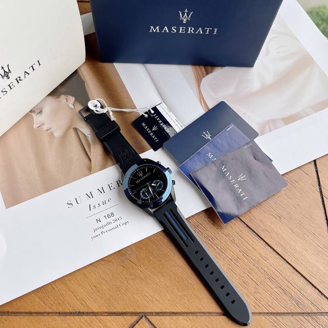 玛莎拉蒂 Maserati 原厂流出 几十个 数量不多 爆款来袭 火热登场 菱角有致 霸气十足 [月亮]登场！ 表经43Mm 厚度12Mm 男款机芯六针石英计时