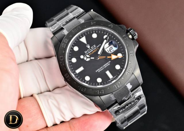 裸表: 箱子+50 劳力士 探险家型ii 42Mmrolex Explorer Ii 42Mmblaken 全黑定制blaken Full Black Cust