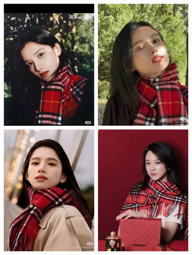 特价￥ 。Burberry新年款羊毛版本金婧，张婧仪，周洁琼同款围巾新年福利苏格兰大红格围巾，走英国的单， 这款是burberry最最最经典的羊绒格子围巾，拿到
