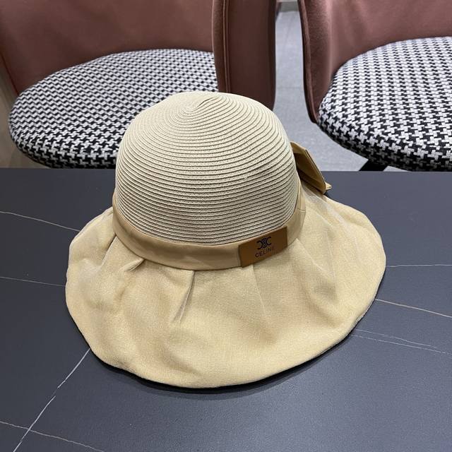 Celine 赛琳新款遮阳渔夫帽防晒沙滩潮女蝴蝶结大檐帽子好看 Celine 赛琳新款遮阳渔夫帽防晒沙滩潮女蝴蝶结大檐帽子好看