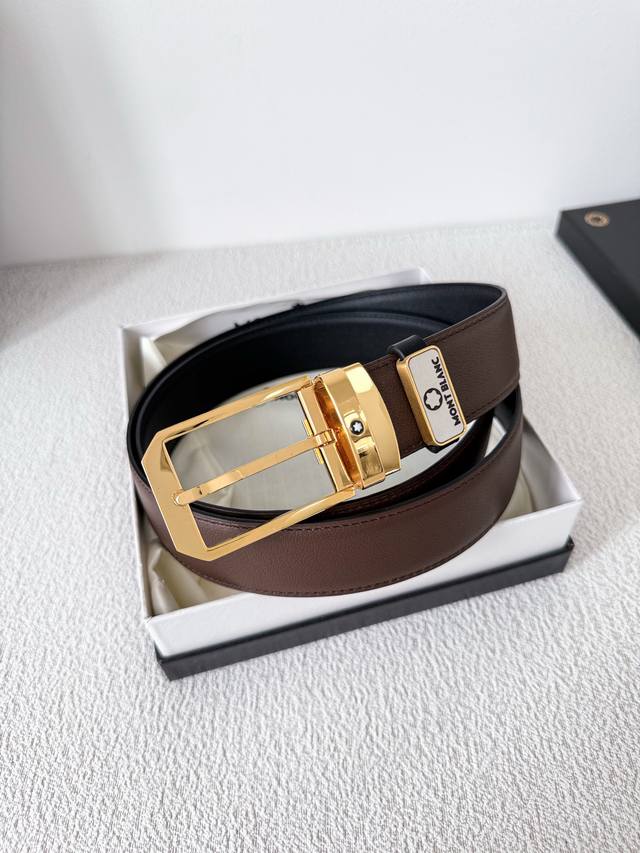品名：万宝龙 Montblanc原单 腰带 皮带 型号：针扣，新款原版经典精品针式扣头，实物拍摄，原版头层牛皮材料：百分百头层牛皮，保证真皮。双面可用专柜同等质