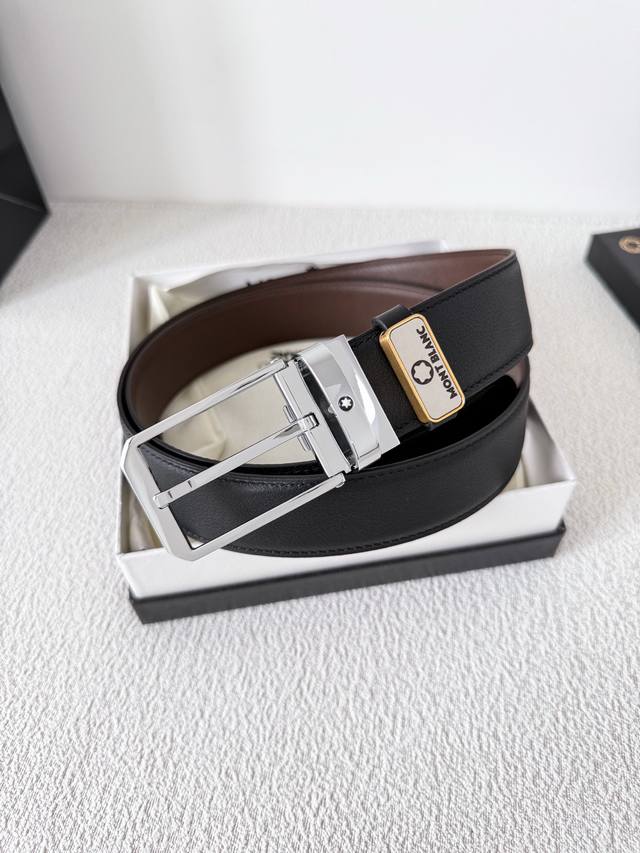 品名：万宝龙 Montblanc原单 腰带 皮带 型号：针扣，新款原版经典精品针式扣头，实物拍摄，原版头层牛皮材料：百分百头层牛皮，保证真皮。双面可用专柜同等质