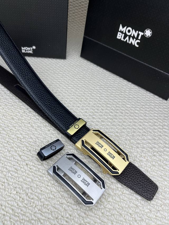 品名：万宝龙 Montblanc 自动带 材质：原单牛皮腰带 百分百头层牛皮腰带保证真皮，24K纯钢扣，专柜原单品质、做工精细，时尚大牌，送人自用首选包装： 请