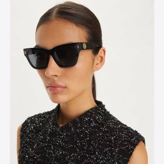 Tory Burch square-frame sunglasses, new stylish sun protection glasses, super fl