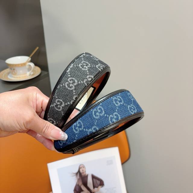 配包装 Gucci古奇 官方经典新款双g牛仔布发箍，女神必备单品，非常百搭，时尚潮流