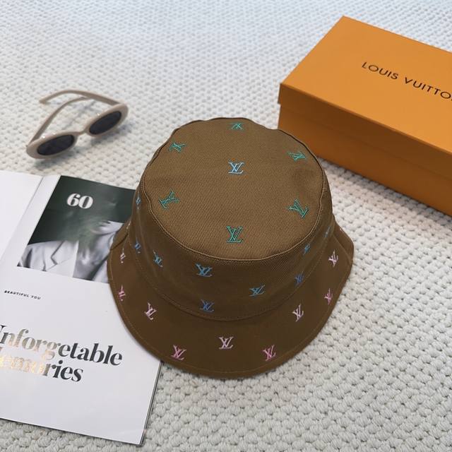 Louis Vuitton reversible bucket hat, colorful embroidered logo hat can be worn o