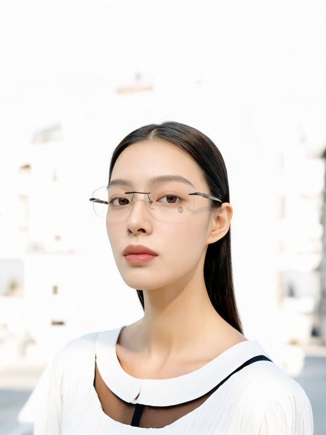 Cartier卡地亚 2026新款极简无框美学：突破传统镜框束缚，利落的长方形无框设计，线条干净通透，自带复古绅士感，上脸瞬间修饰脸型，弱化面部棱角，圆脸、男女
