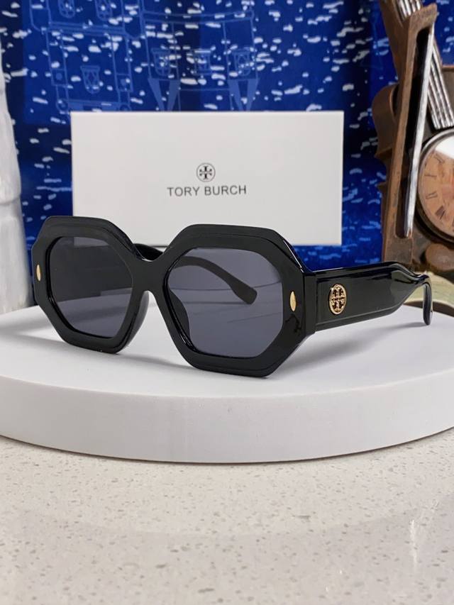Tory Burch full-rim sunglasses with irregular frames, punk style, unisex.