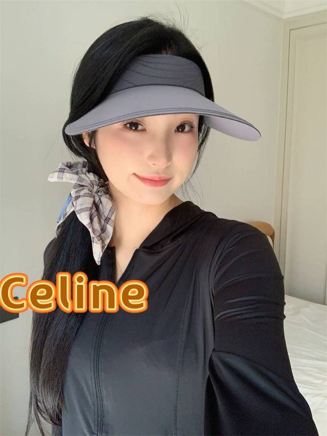 塞琳celine新款无痕一体空顶防晒帽女夏季户外骑车大檐透气防紫外线遮阳帽男