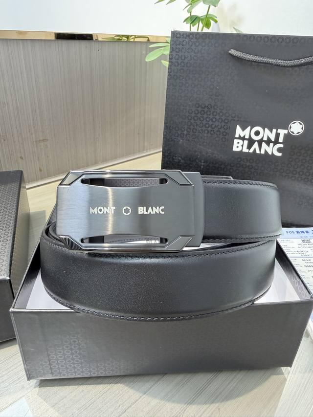 万宝龙男士自动腰带- 宽度34Mm 精品钢扣 精工打造 手感柔软 长短可以裁剪