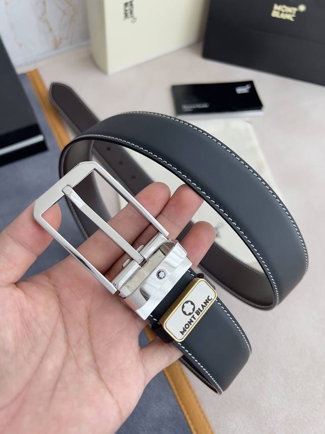 品名：万宝龙.Montblanc原单 腰带 皮带 型号：针扣，新款原版经典精品针式扣，实物拍摄，原版头层牛皮材料：百分百头层牛皮，保证真皮。双面可用专柜同等质量