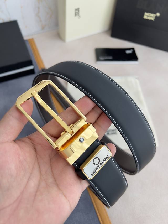 品名：万宝龙.Montblanc原单 腰带 皮带 型号：针扣，新款原版经典精品针式扣，实物拍摄，原版头层牛皮材料：百分百头层牛皮，保证真皮。双面可用专柜同等质量