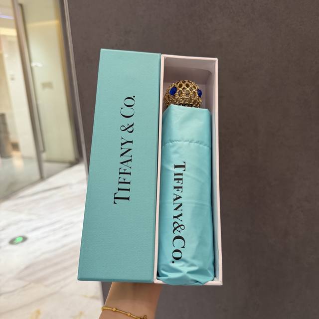 Tiffany蒂芙尼 夏季新款 玲珑手柄镶钻五折晴雨伞 时尚博主人手一套，造型神器，出片率极高，自带高级感，细节完爆