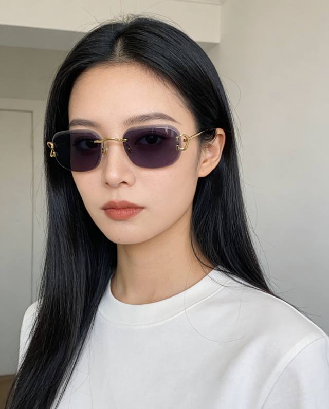 Cartier卡地亚 2026新款无框切边小方框，利落的方形无框切边设计，超显脸小，完美修饰方圆脸、鹅蛋脸等各种脸型，上脸自带清冷贵气感，气场全开，男女通用