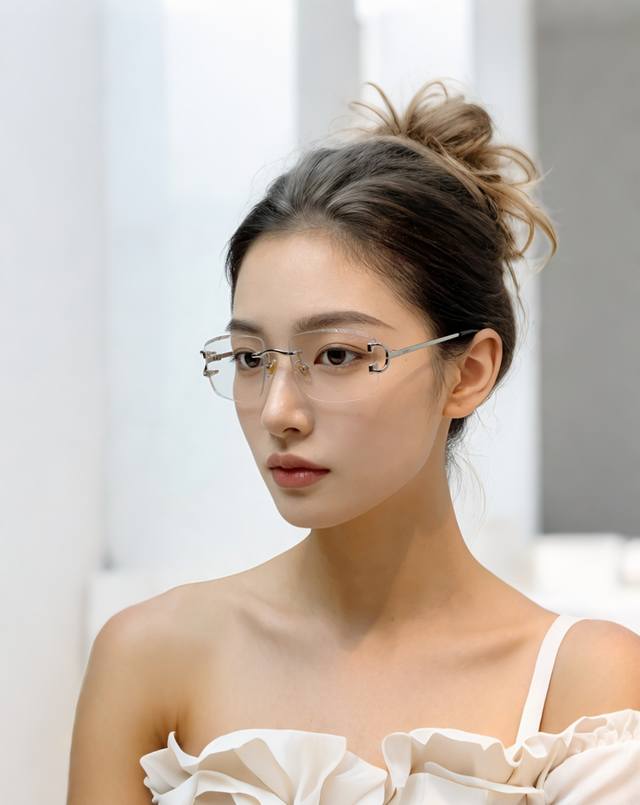 Cartier卡地亚 2026最新款无框切割工艺，利落线条勾勒高级感镜片自带柔光滤镜，温柔又显白 ，标志性c形镜腿装饰cartier 经典基因的优雅延续，低调中