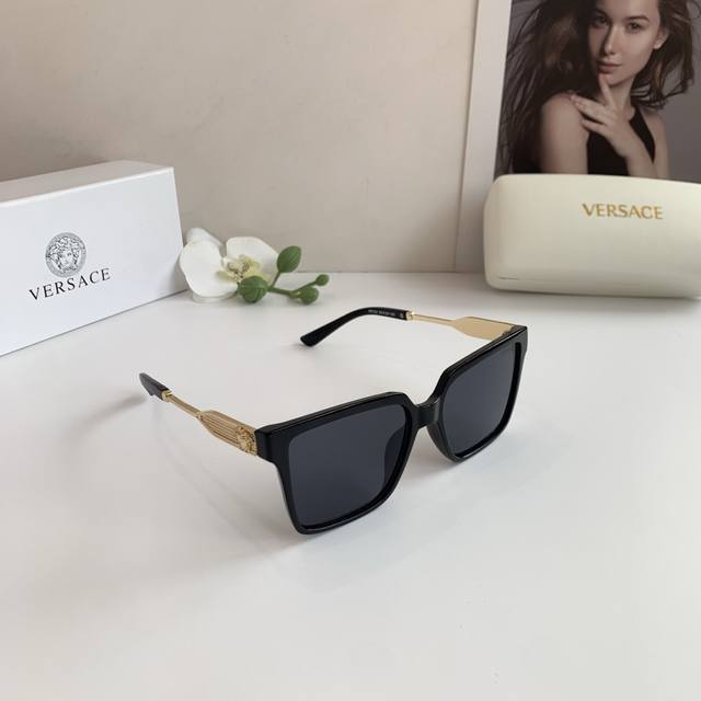 Versace范思哲2025新款大方框偏光墨镜 高版本太阳镜 男女同款遮阳镜 佩戴舒适 出游必备神器！