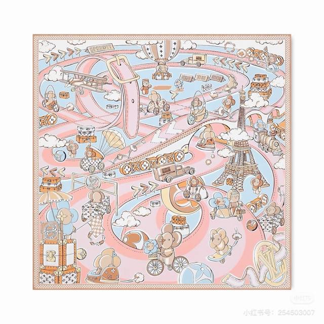 Lv Speedy Vivienne 90% Silk Scarf tells the story of the brand's adorable mascot Lv Speedy Vivienne 90% Silk Scarf tells the story of the brand's adorable mascot