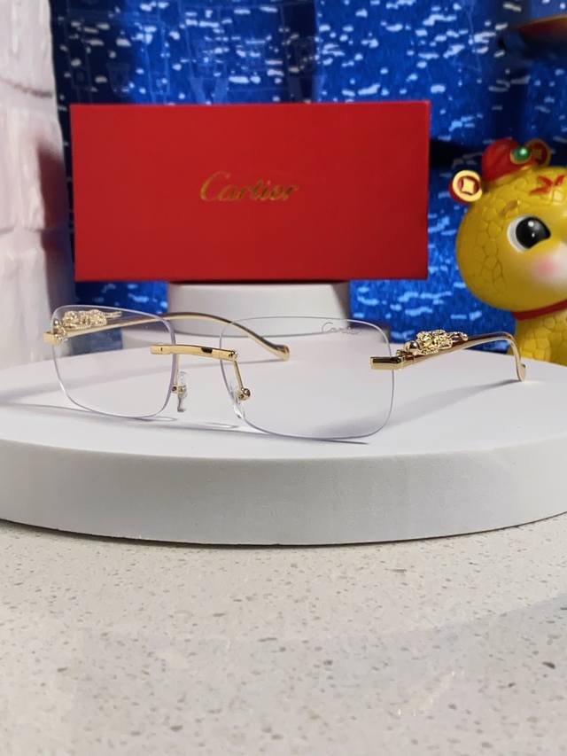 Cartier卡地亚 2026新款官网一比一简约 高档大气 镜腿上简约标志性豹子logo 奢华制作