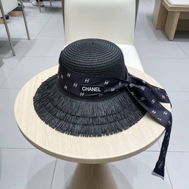 Chanel Straw Hat for Women, Summer Elegant Bow Sun Protection Hat, Beach Fisherm