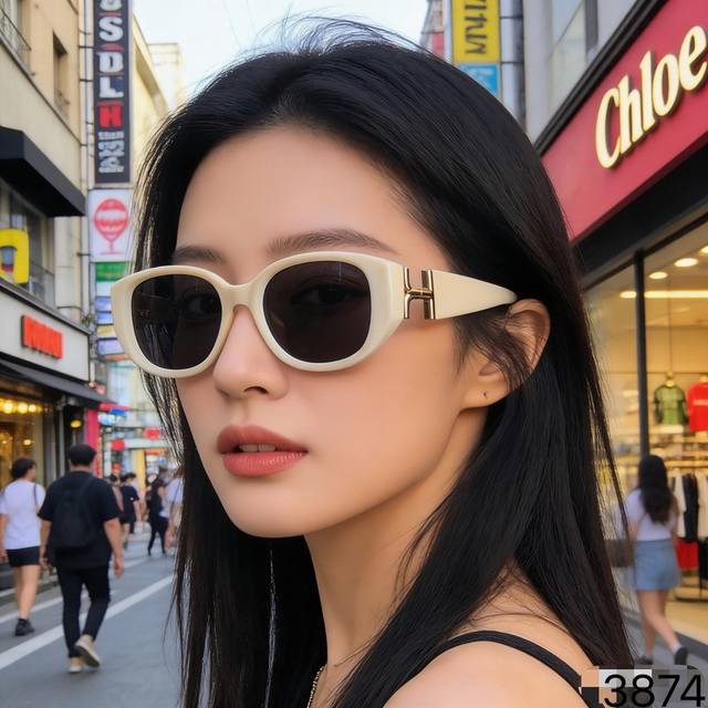 Chlo*小框猫眼辣妹太阳镜高级复古太阳镜女自带气场墨镜可配度数