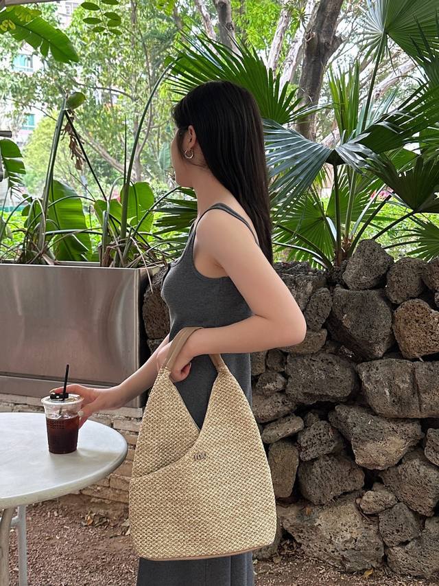 pMiumiu woven bag, a summer essential for layering, dimensions: 32cm (height) x