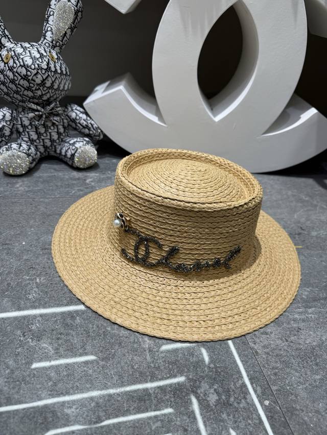 香奈儿 春夏新品爆款纯手工纸草编织凹顶平沿帽百搭时尚单品搭配神器