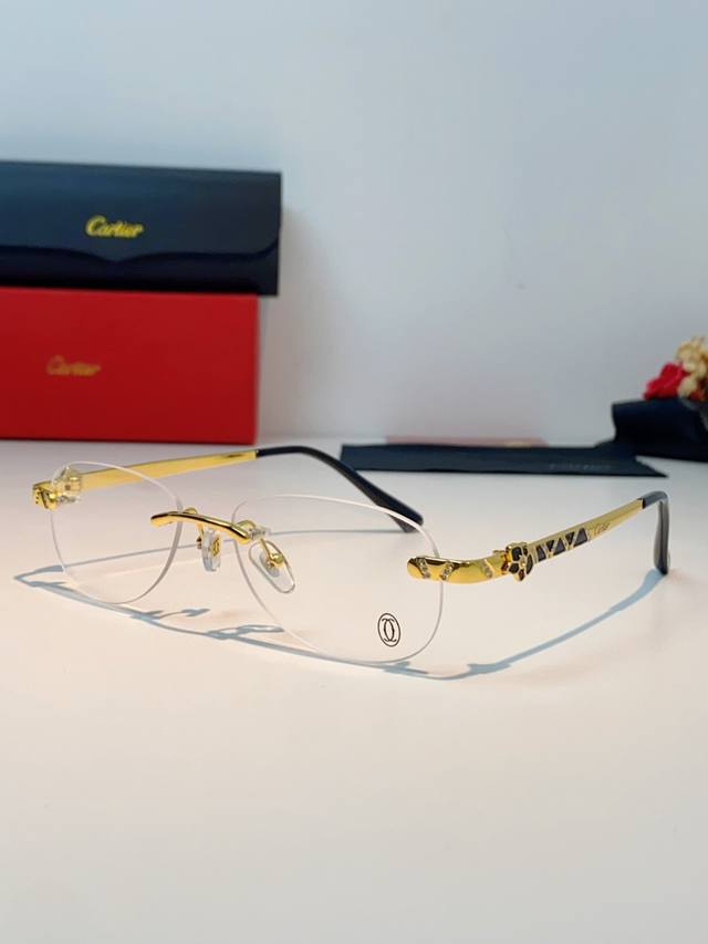 Cartier卡地亚 2026新款欧美 卡家豹子头无框太阳镜男女欧美时尚潮流墨镜司机眼镜飞行员蛤蟆镜