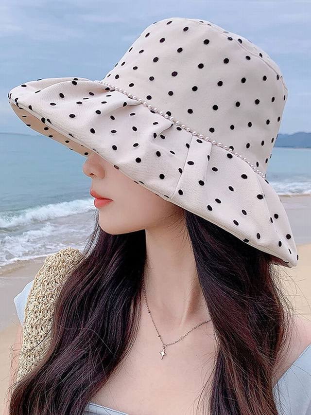 Moncler 蒙口 渔夫帽女春夏季新款优雅出游可折叠太阳帽大帽檐遮脸防晒遮阳帽女