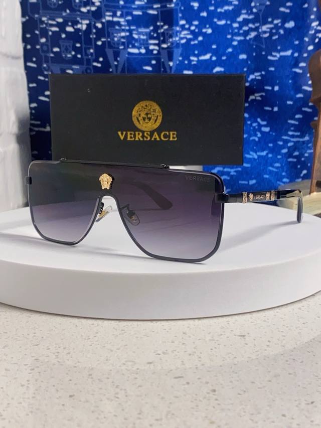 Versace范思哲 2026新款人头连体片太阳镜欧美个性男女墨镜跨境摩登太阳眼镜ins 男女通用