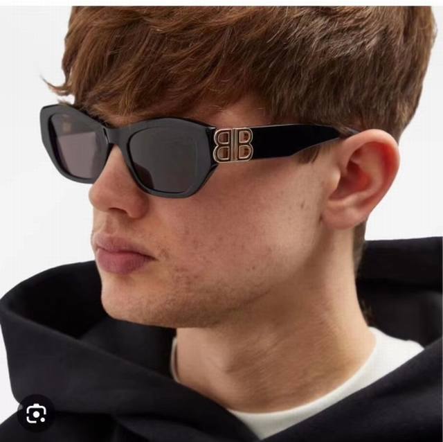 Balenciaga巴黎世家 2026新款墨镜女复古板材金属logo猫眼 太阳眼镜男女通用bb0311