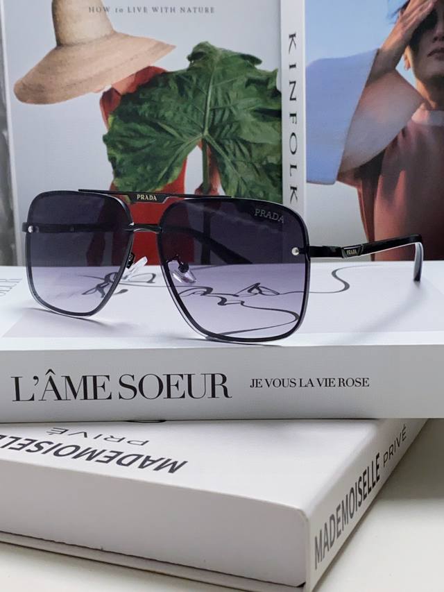 Prada 2026 New Polarized Printed Double Bridge Sunglasses Classic Square Frame D