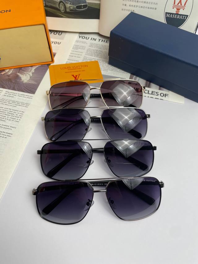 品牌：路易威登lv ：高品质男士偏光太阳镜 材质：进口宝丽来偏光镜片、不锈钢合金镜框，质感超赞，男士开车必备品。编号:9817
