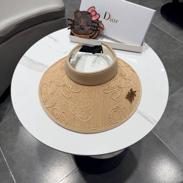 Dior 迪奥草帽空顶遮阳帽，可调节