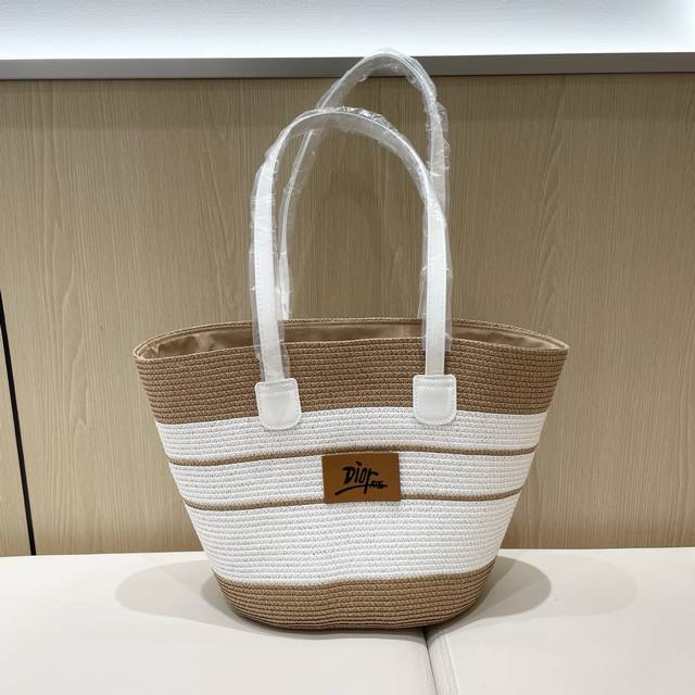 Dior迪奥手工托特包包女夏2026新款潮森系草编包百搭大容量编织包菜篮子包