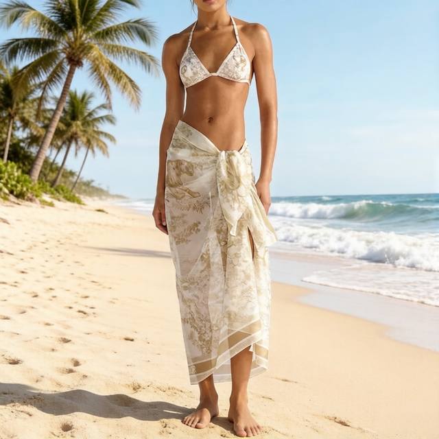 pDior迪奥新连体比基尼泳衣纱裙三件套个性十足，超显水蛇腰，出游必备sm L Xl