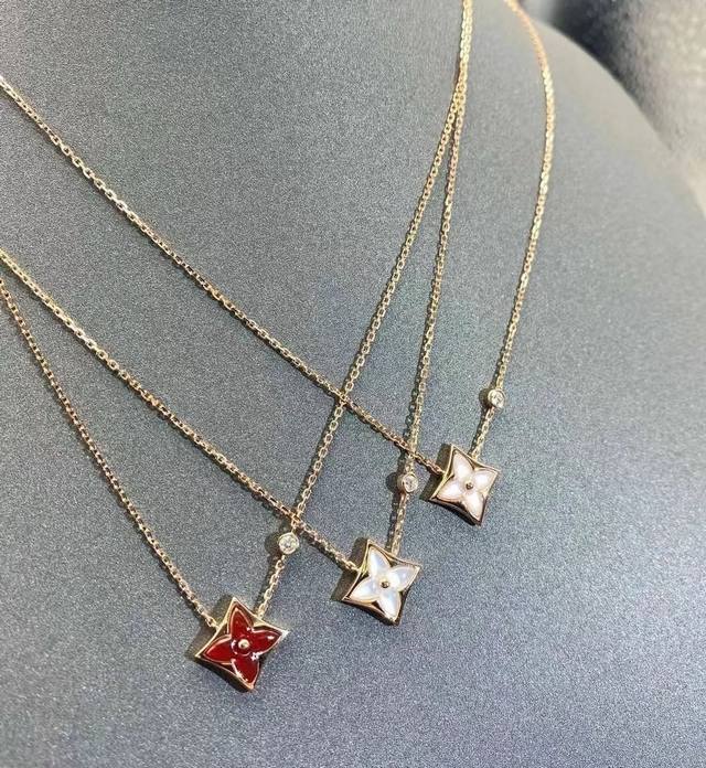 Louis Vuitton Monogram Carnelian Necklace in V Gold