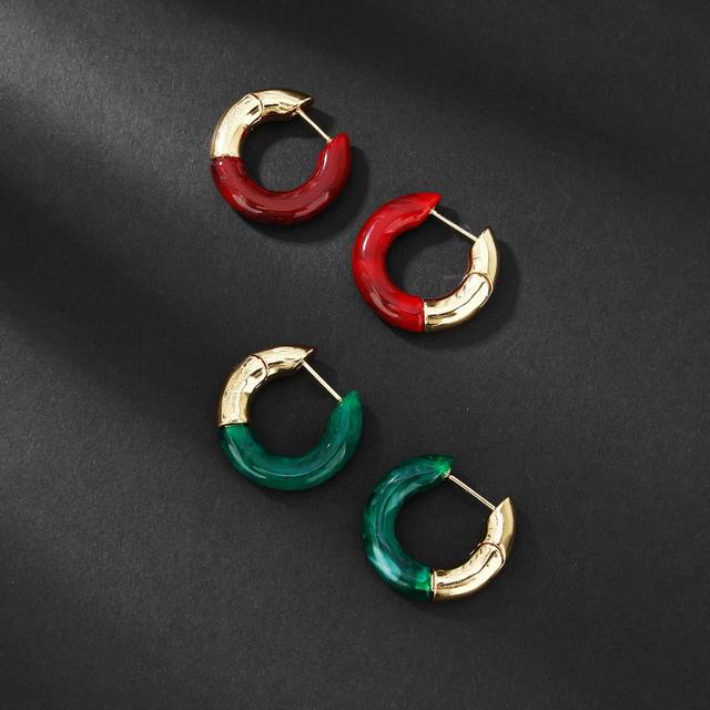 Bottega Veneta metal enamel stud earrings, simple and elegant, high-end design w