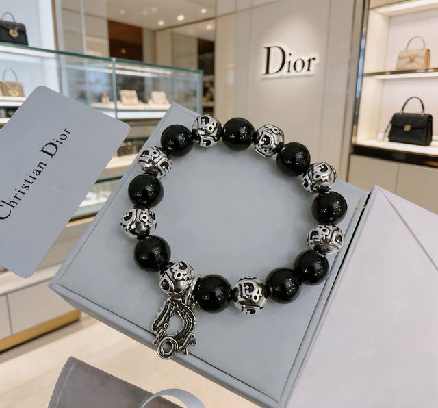 Exquisite replica of Dior multi-element agate Thai silver style bracelet, the sa