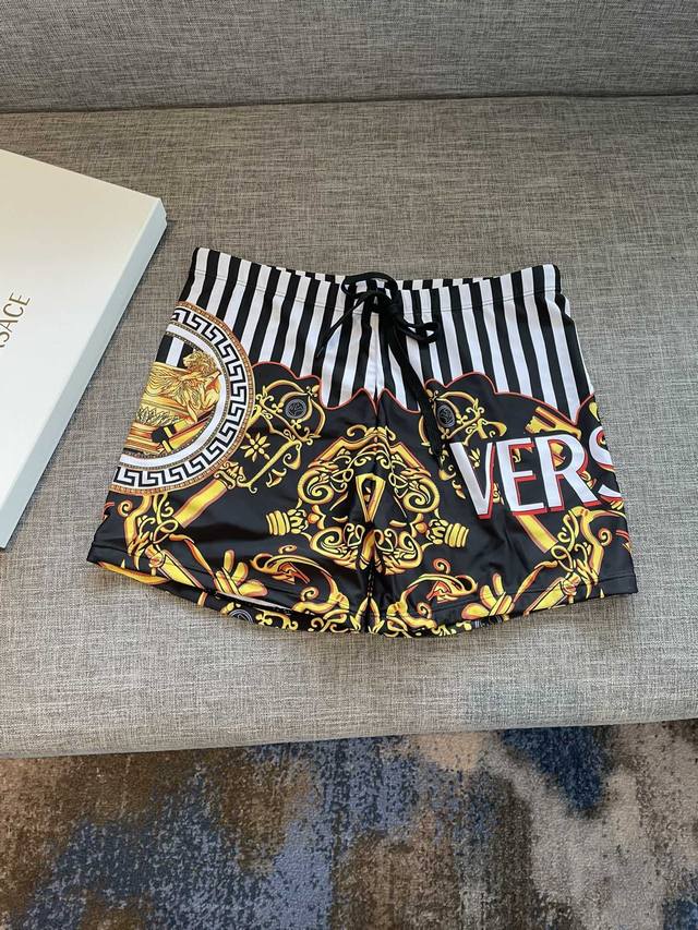 80 Versace Men's Swim Trunks, High-End Custom Swim Trunks with Drawstring Design 80 Versace Men's Swim Trunks, High-End Custom Swim Trunks with Drawstring Design