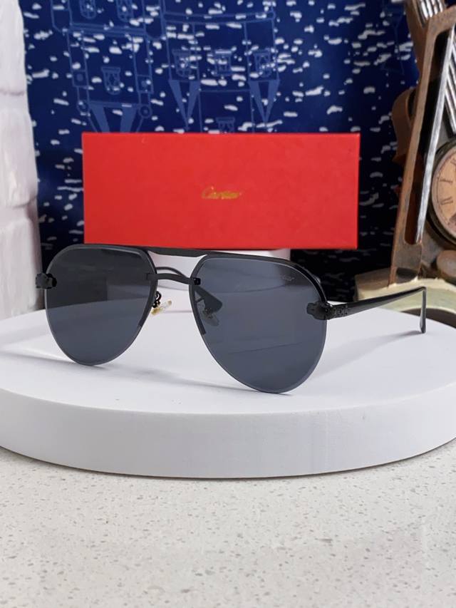 Cartier 卡地亚 墨镜 男女士圆框太阳眼镜 开车墨镜 新款金属太阳镜 时尚大方 舒适轻盈 精致奢华 超轻