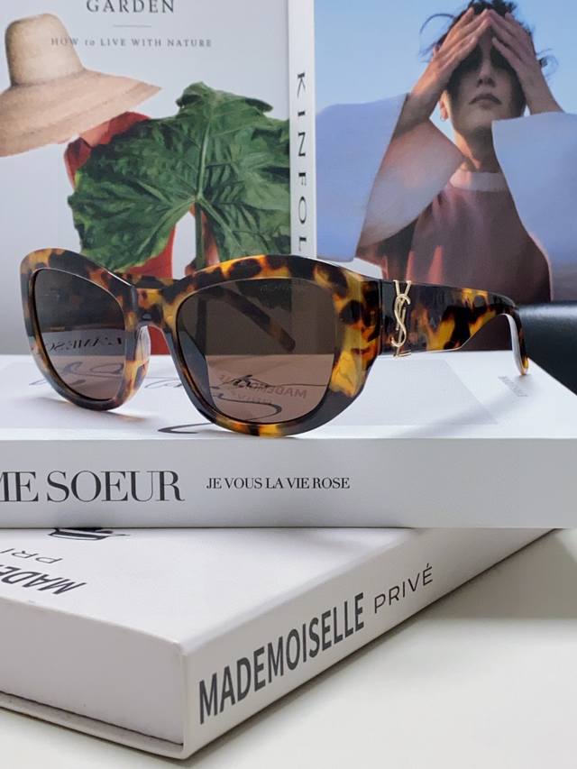 Ysl圣罗兰Saint Laurent 墨镜女字母交织Sl 时尚潮流太阳镜 百搭高颜值时髦眼 潮流个性造型高档墨镜圆形 女士爆款