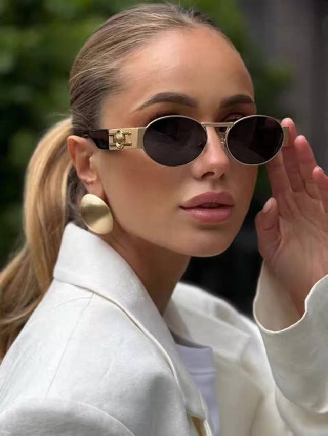 Versace sunglasses, retro oval metal, niche style glasses 0Ve2264 Versace sunglasses, retro oval metal, niche style glasses 0Ve2264