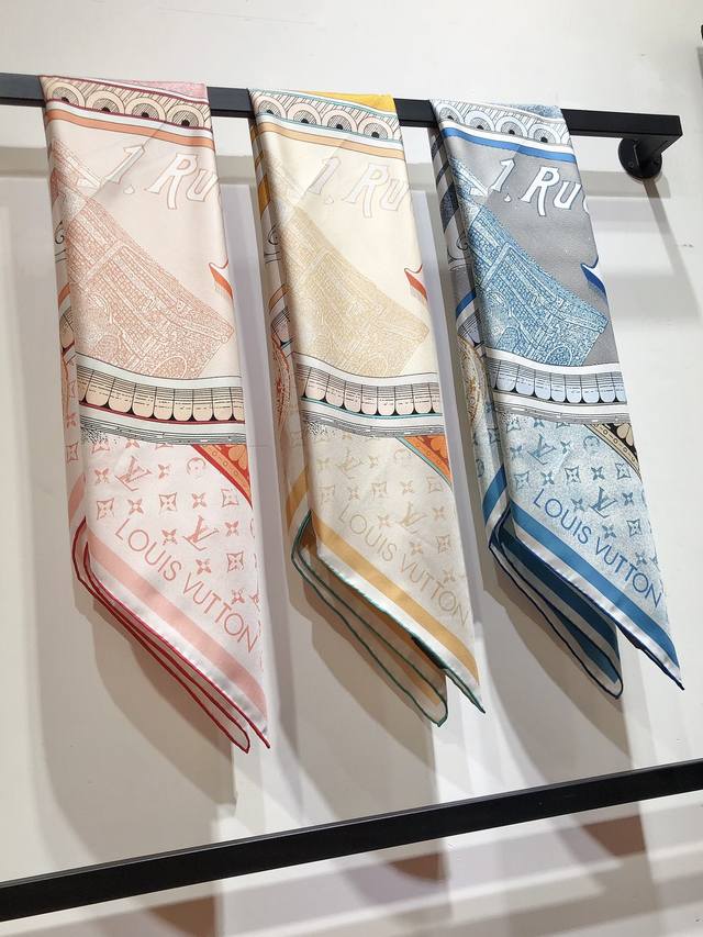 Slv2411 Original LV Malles Merveilleuses 90cm Silk Scarf. This new Malles Mervei