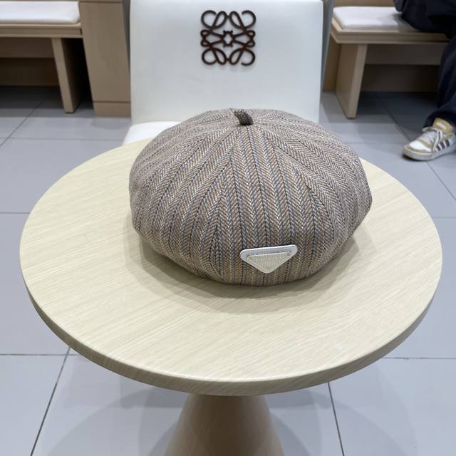 Prada women's beret, 2025 new spring/summer style, large head circumference, fac